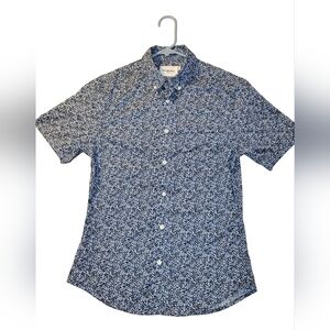 Goodfellow & Co. Men's Slim Fit Blue Floral Button Down Short Sleeve Shirt Small